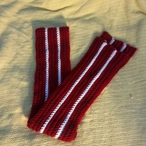 Hand Crochet Scarf Red and White